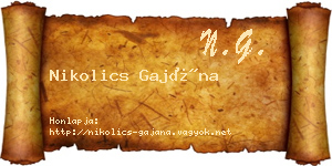Nikolics Gajána névjegykártya